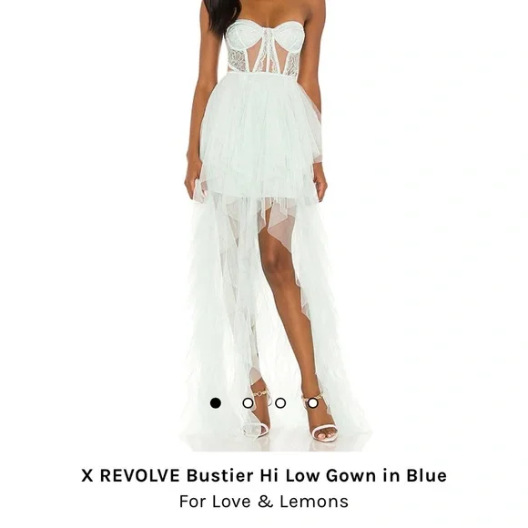 For Love and Lemons X Revolve Bustier Hi Low Gown in light blue - Picture 4 of 4